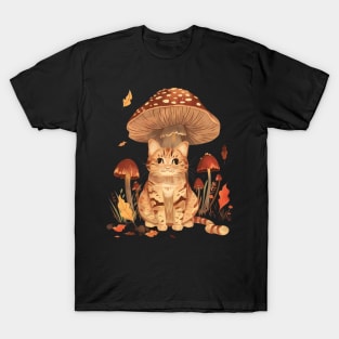 Cottagecore Aesthetic Cat Flowers T-Shirt